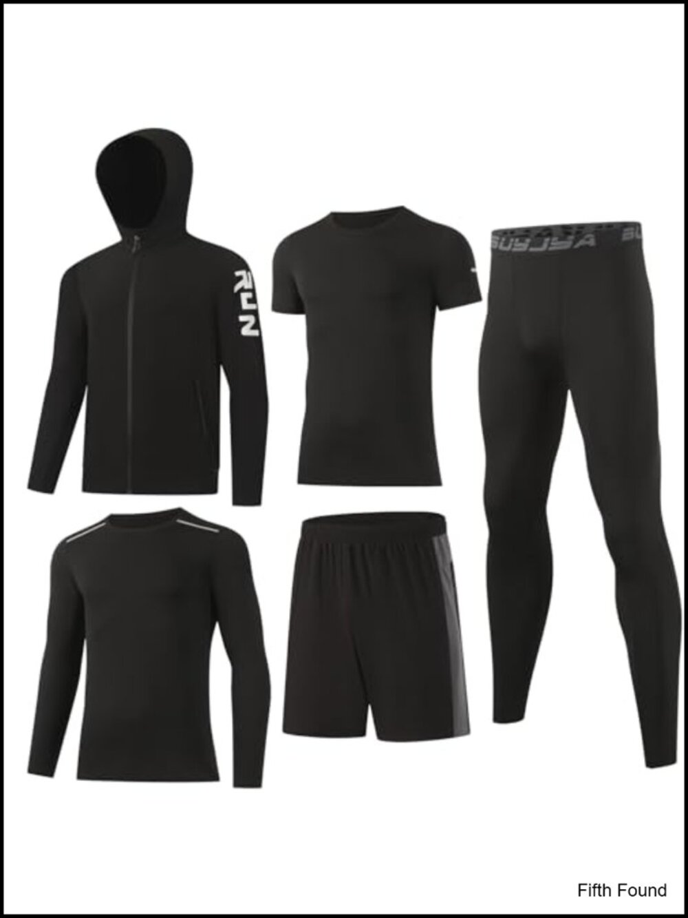 5-Piece Men's Workout Set Athletic Running Gym Clothes High Stretch Quick Dry